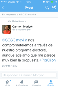 Promesa de la alcadesa Carmen Moriyón - Foro Asturias- 25 de abril de 2015